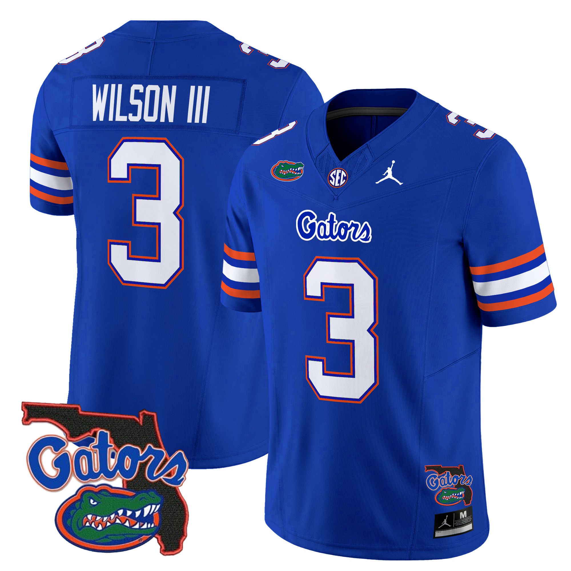 Men Florida Gators #3 Wilson iii Blue 2024 Florida Patch Vapor Limited NCAA Jersey style 1